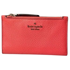 EUC Kate Spade Roulette Peach Melba Small Slim Bifold Leather Wallet